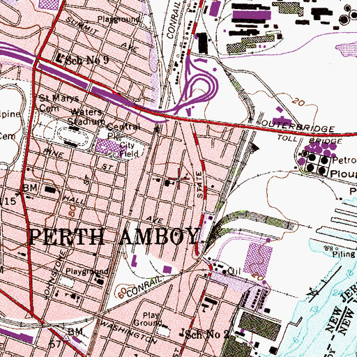Topographic Map of Public School Number 5 (historical), NJ