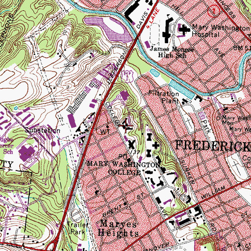 Topographic Map of duPont Hall, VA