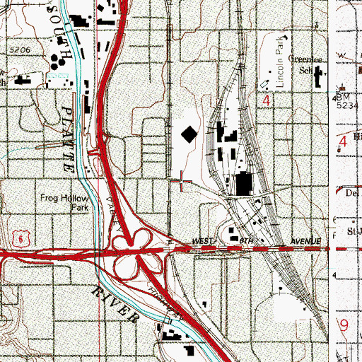 Topographic Map of Denver Water Department Heliport, CO