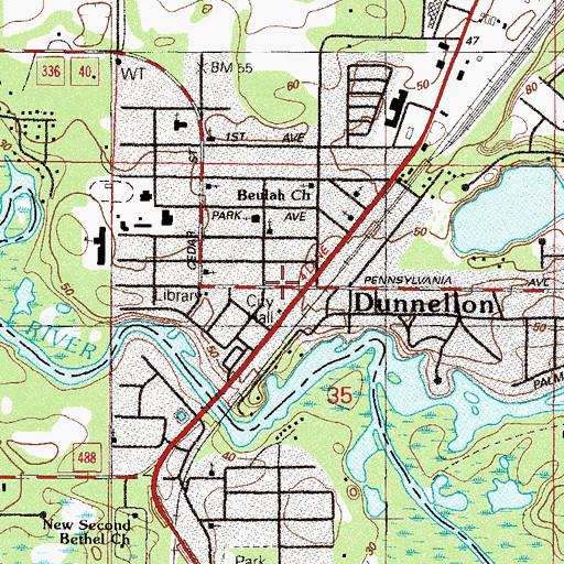 Topographic Map of Dunnellon Fire Department, FL