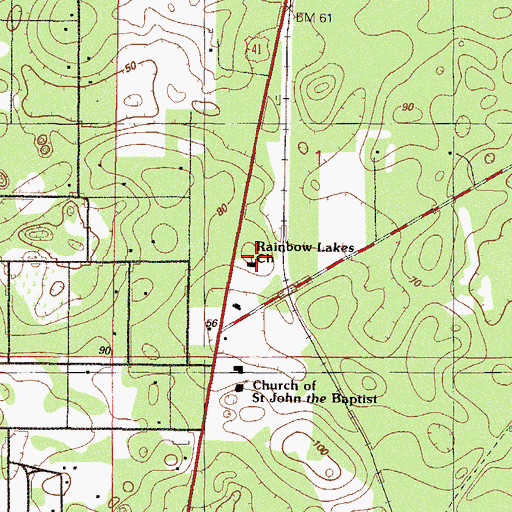 Topographic Map of Peace Lutheran Church, FL