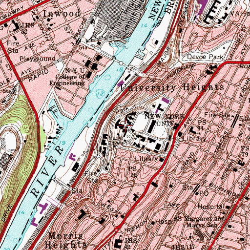 Topographic Map of Community Hall, NY