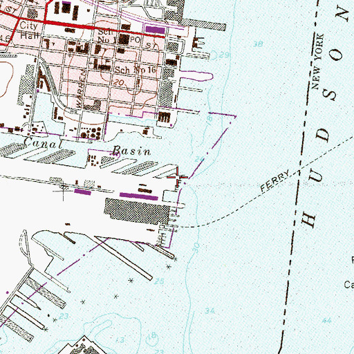Topographic Map of Pier A, NJ