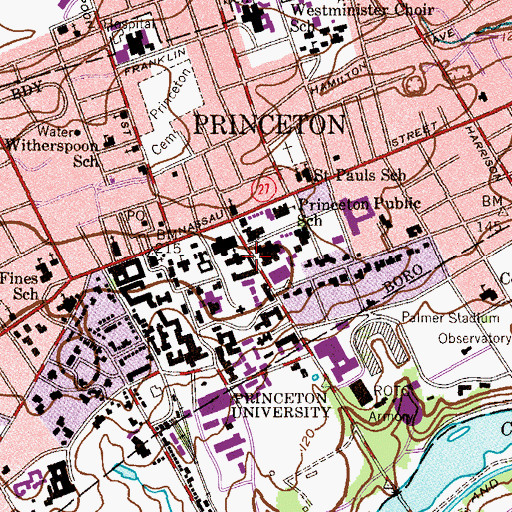 Topographic Map of Dickinson Hall, NJ