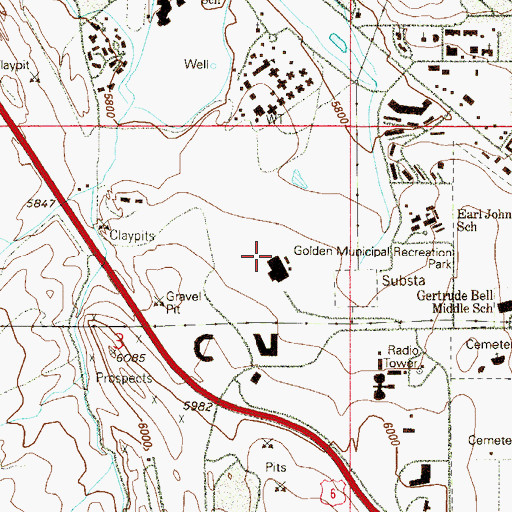 Topographic Map of Lookout Center Rooftop Heliport, CO