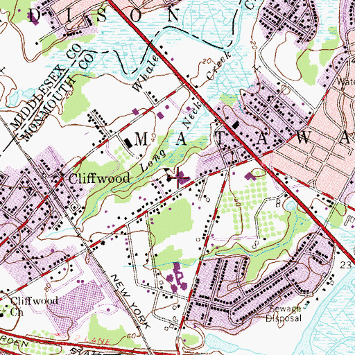 Topographic Map of Cliffwood Grade School (historical), NJ