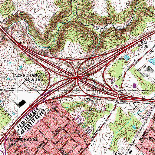 Topographic Map of Interchange 84, KY