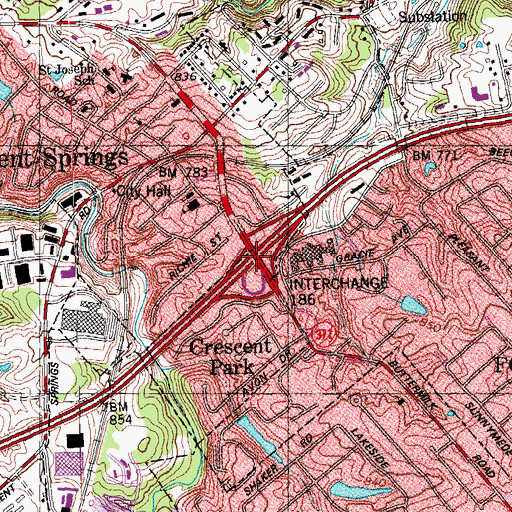 Topographic Map of Interchange 186, KY