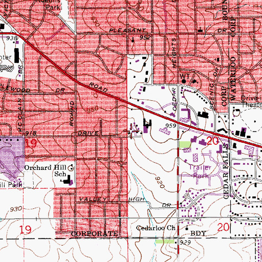 Topographic Map of Washington United Methodist Church, IA