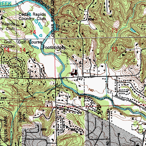Topographic Map of Cedar Valley Bible Church, IA