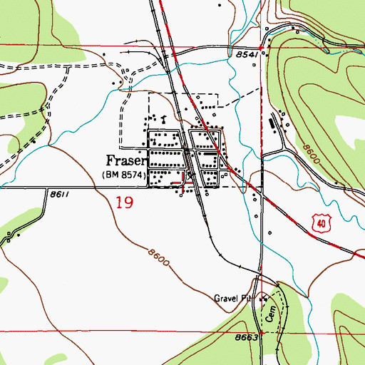 Topographic Map of Fraser, CO