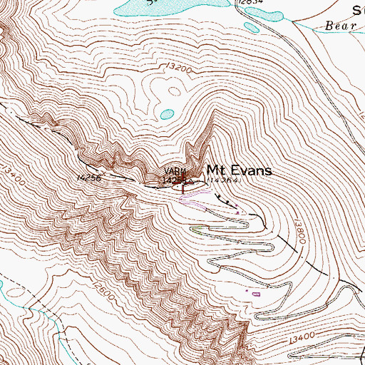 Topographic Map of Mount Evans, CO