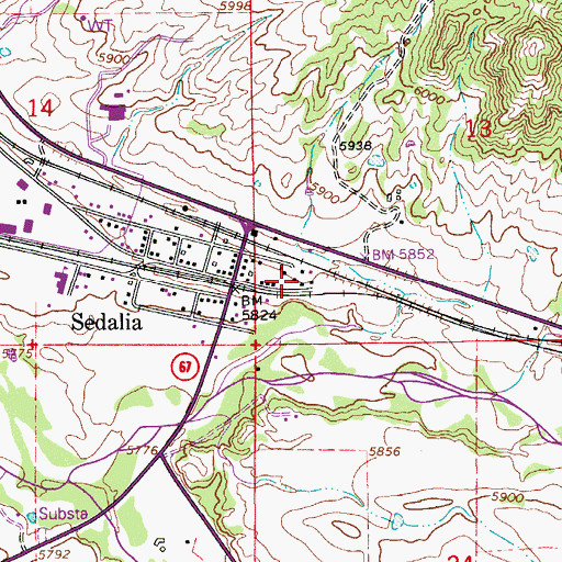 Topographic Map of Sedalia, CO