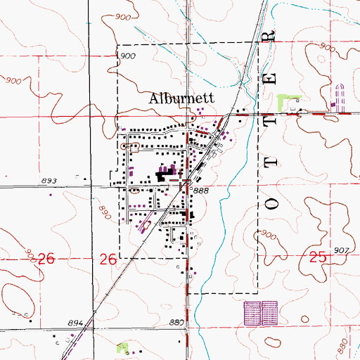 Topographic Map of Alburnett Post Office, IA