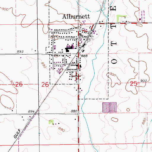 Topographic Map of Alburnett United Methodist Church, IA