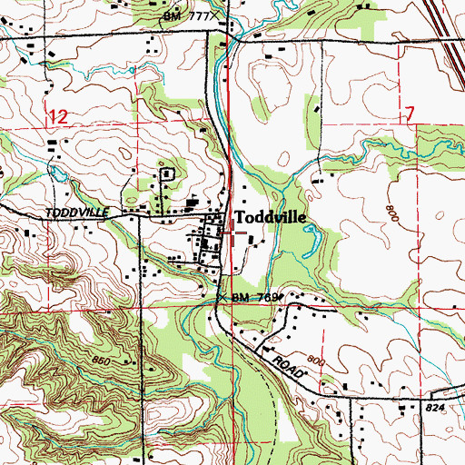Topographic Map of Toddville (historical), IA