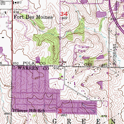 Topographic Map of Church of Victory, IA