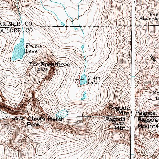 Topographic Map of Green Lake, CO