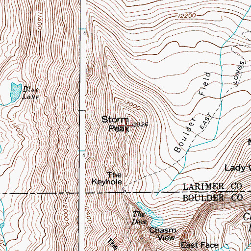 Topographic Map of Storm Peak, CO