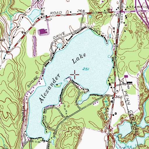 Topographic Map of Alexander Lake, CT
