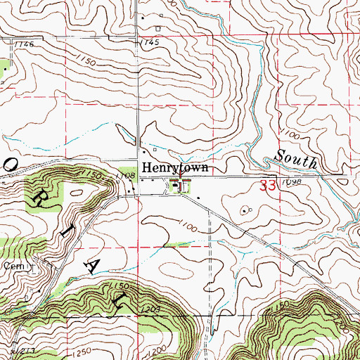 Topographic Map of Henrytown Lutheran Cemetery, MN