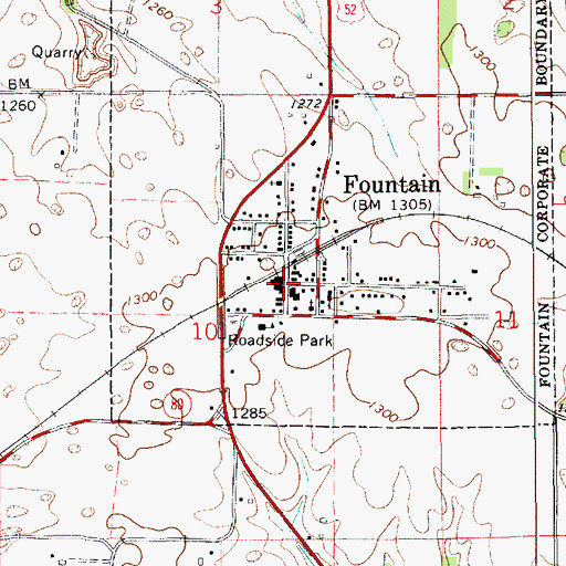 Topographic Map of Fountain Methodist Church, MN