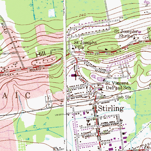 Topographic Map of Central Middle School, NJ