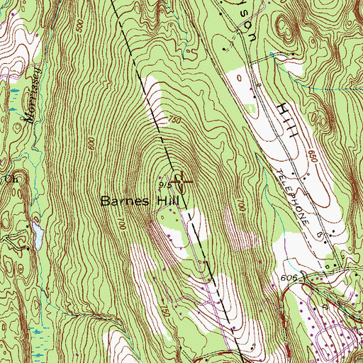 Topographic Map of Barnes Hill, CT