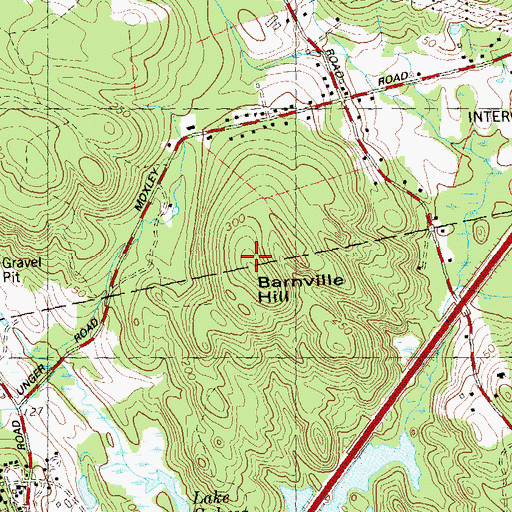 Topographic Map of Barnville Hill, CT