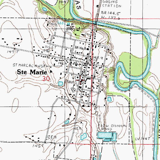 Topographic Map of Sainte Marie Pilgrim Holiness Church, IL
