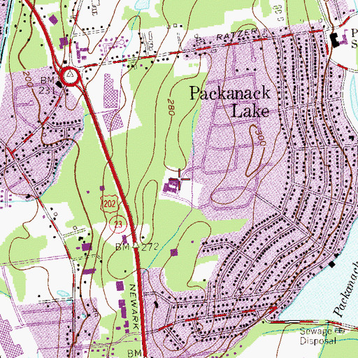 Topographic Map of George Washington Middle School, NJ