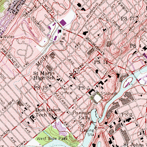 Topographic Map of Union Avenue Baptist Church, NJ