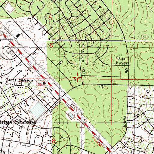 Topographic Map of Midway Bible Church, FL