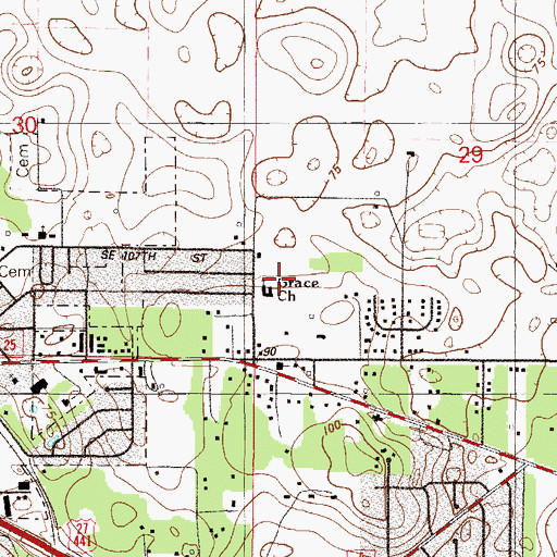 Topographic Map of Grace Baptist Church of Ocala, FL