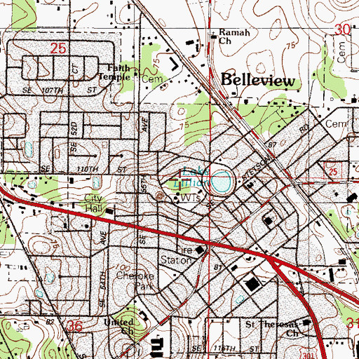 Topographic Map of City of Belleview Water Tower, FL