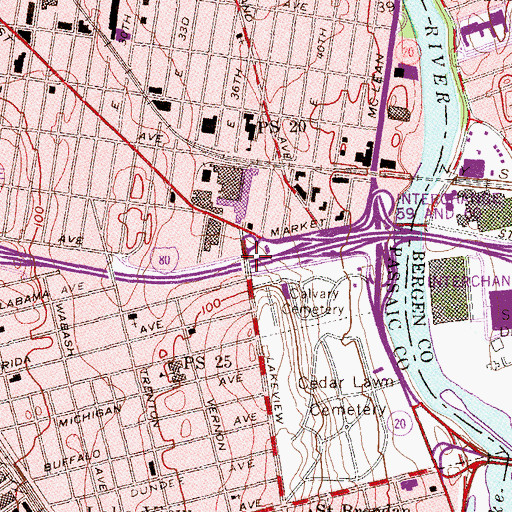 Topographic Map of Interchange 59, NJ