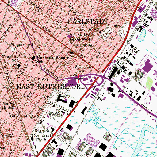Topographic Map of Henry P Becton Regional High School, NJ