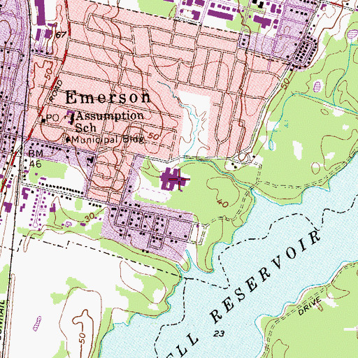 Topographic Map of Emerson Junior-Senior High School, NJ