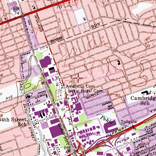Topographic Map of Long Memorial Elementary School, NJ