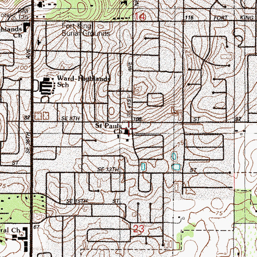 Topographic Map of Saint Paul's United Methodist Church, FL