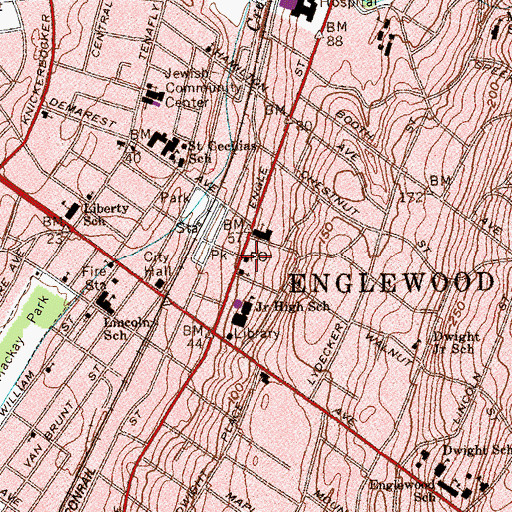Topographic Map of Englewood Post Office, NJ