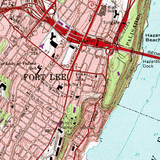 Topographic Map of Fort Lee Towne Center Shopping Center, NJ