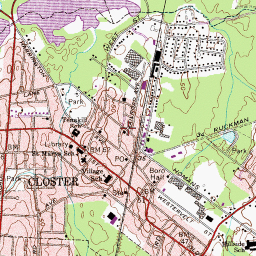 Topographic Map of Saint Paul's Evangelical Lutheran Church, NJ