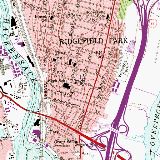Topographic Map of Ridgefield Park Free Public Library, NJ