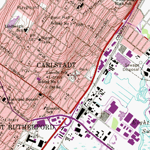 Topographic Map of Berry Lawn Cemetery, NJ