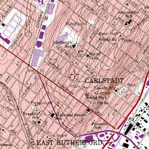 Topographic Map of Carlstadt Baptist Church (historical), NJ