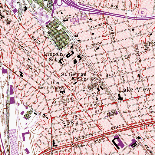 Topographic Map of Saint Georges Roman Catholic Church, NJ