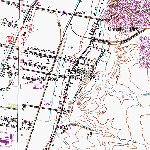 Topographic Map of Our Lady of Mount Carmel Cemetery, NM