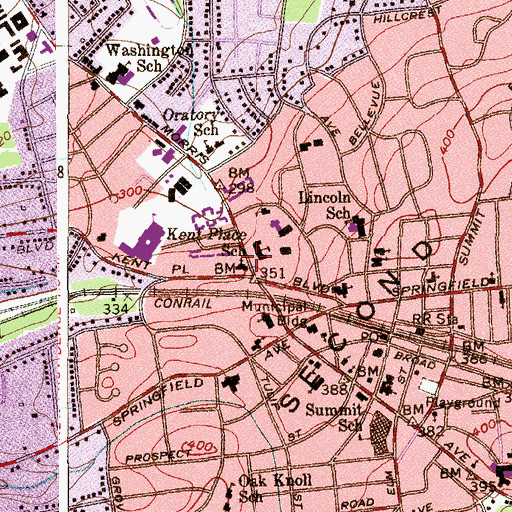Topographic Map of Jewish Community Center, NJ