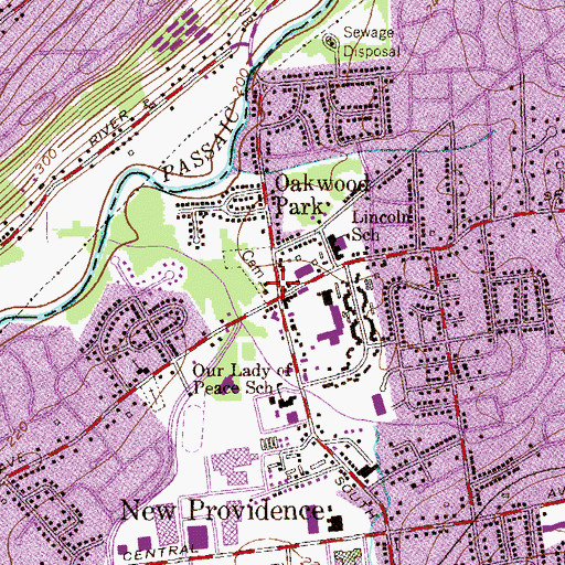 Topographic Map of Presbyterian Church at New Providence, NJ